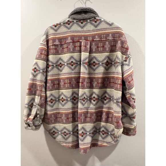 Simply Southern Womens Sherpa Fleece Tribal Print Jacket Shacket Button Med - Picture 4 of 7